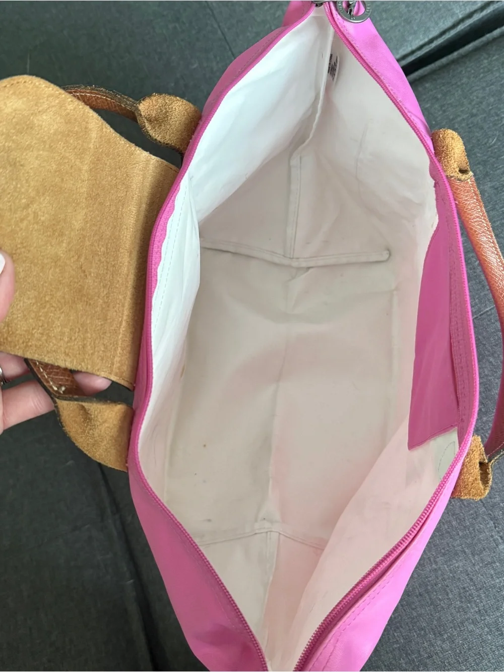 Longchamp Le Pilage Large Pink Top-Handle Tote Bag - Picture 5 of 10